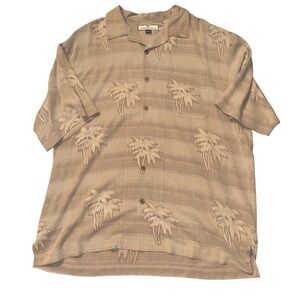 Tommy Bahama Mens 100% SilkShirt Relax Palm Tree Print Short Sleeve Button Up L